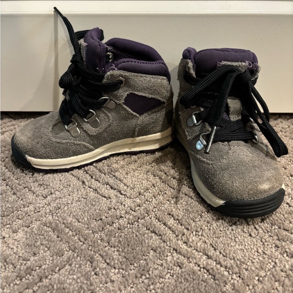 Timberland Gray and Purple Kids Suede Ankle Boots